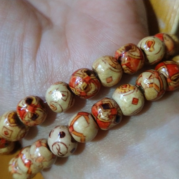 Boho Bohemian style hippie wooden pattern bracelets - Picture 6 of 10